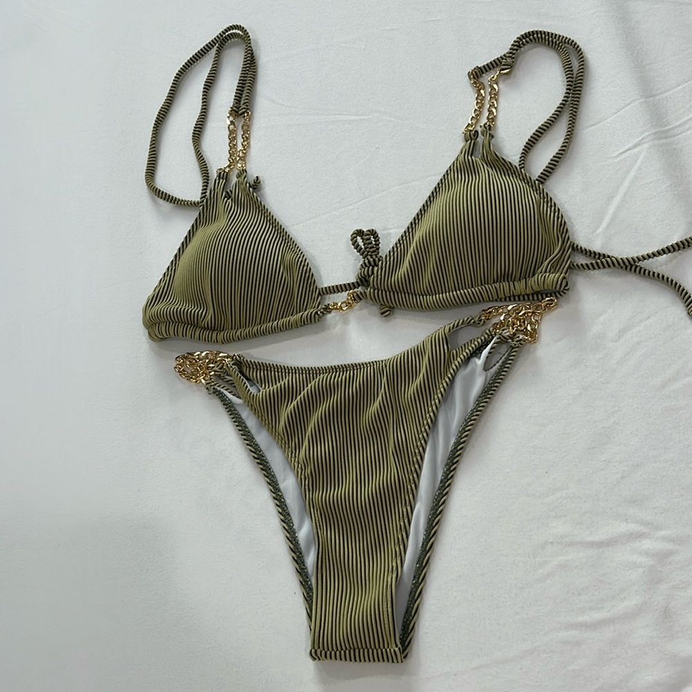 NEW green gold chain swimsuit